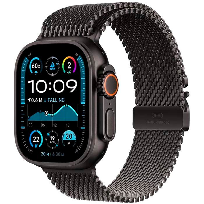 Apple Watch Ultra 2  2024  49mm Black Titanium, Black Titanium Milanese Loop, Medium