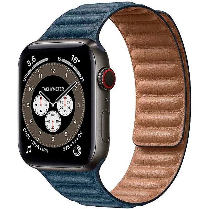 Apple Watch iGuard by Porodo Premium Leather Band 40mm Blue