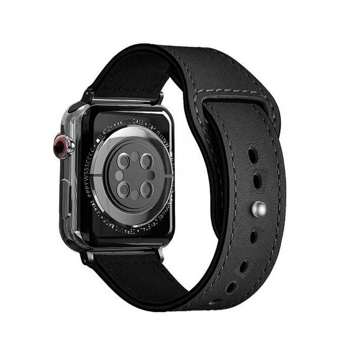Apple Watch 44mm 45mm iGuard Leather Loop Band Black