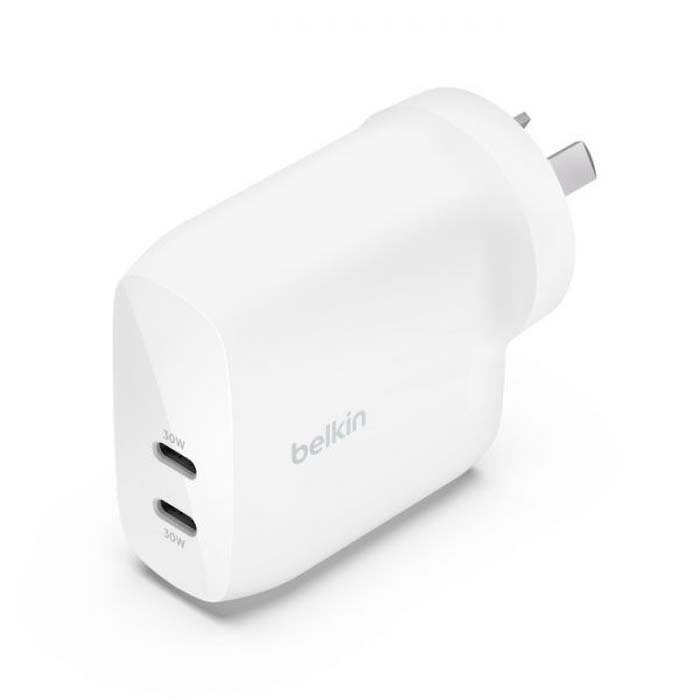 Belkin Boost Charge Pro Dual USB-C Wall Charger with PPS 60W White