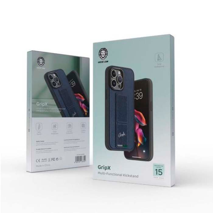 iPhone 15 Pro 15 Pro Max Green Lion Grip Case with Kickstand