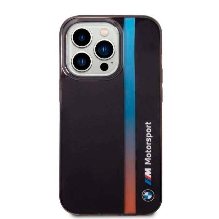 iPhone 15 Pro 15 Pro Max BMW Motorsport IML Case with Tricolor Stripe Black