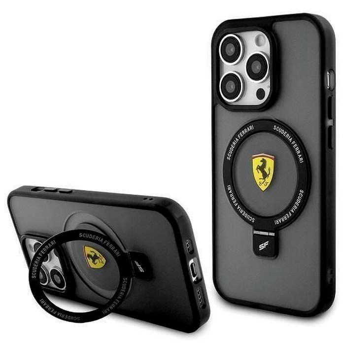 iPhone 15 Pro 15 Pro Max Ferrari MagSafe Ring Stand Case Black