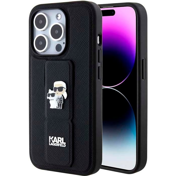 iPhone 15 Pro 15 Pro Max Karl Lagerfeld 1 Saffiano Leather Grip Case