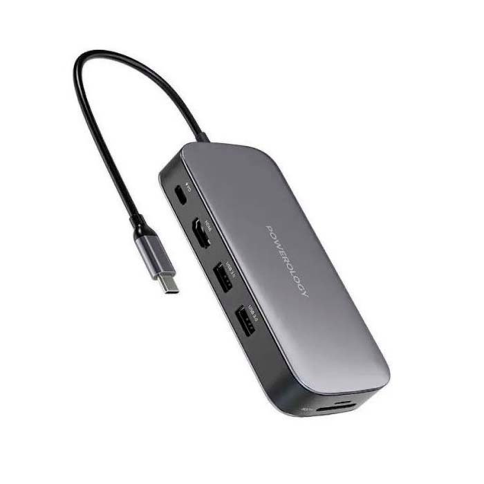 Powerology USB-C Hub & SSD Drive 256GB PD 100 Gray