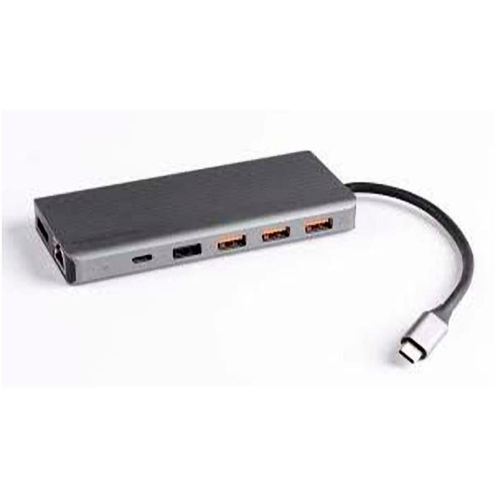 Powerology Adapter 13-in-1 USB-C HDMI Type-C Ethernet USB SD MicroSD 3.5 AUX Dark Gray