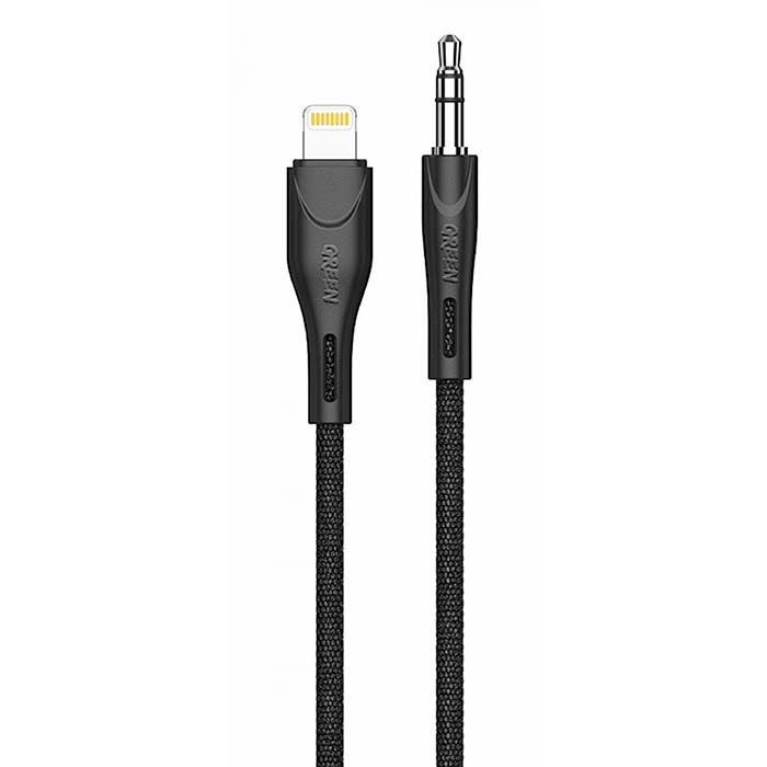 Cable Green AUX 3.5mm to Lightning 1.2M 2.4A Black