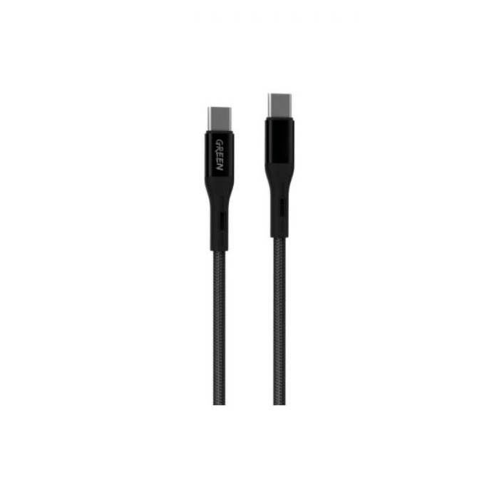Cable Type-C to Lightning Green Lion Braided Transparent 1M PD 20W Black