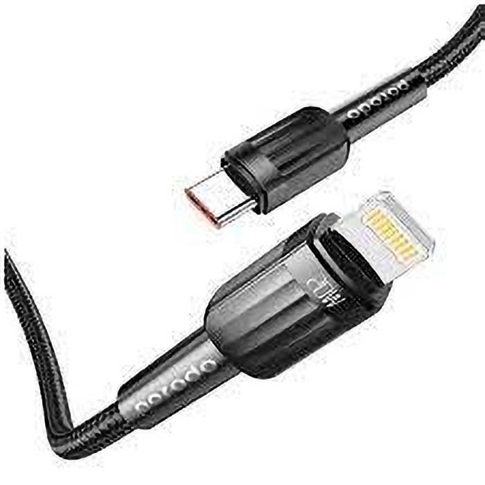 Cable Type-C to Lightning Porodo Braided 20W PD 1M Black