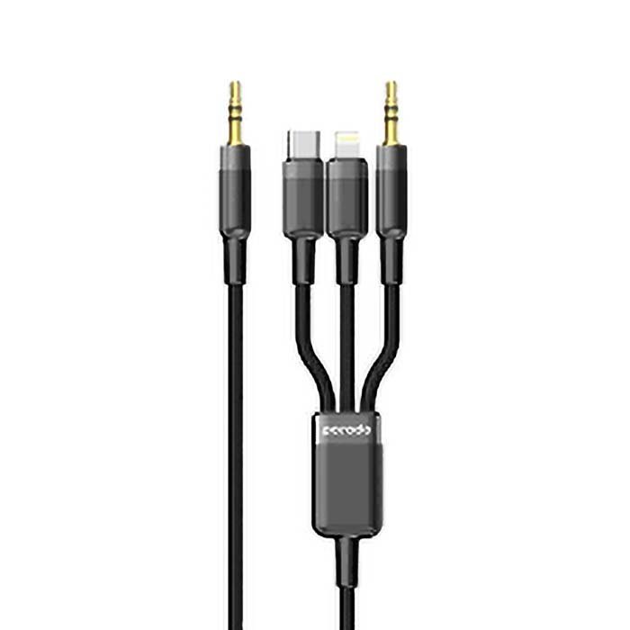 Porodo 3-in-1 AUX Cable Multi-Device 1.2M Black