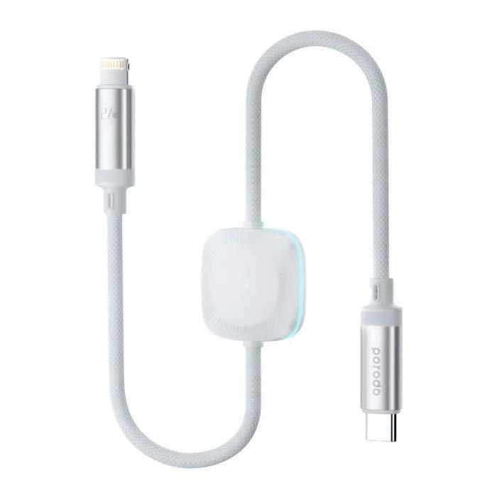 Cable Type-C to Lightning Porodo 2 in 1 27W with Watch Charger 1.2M White