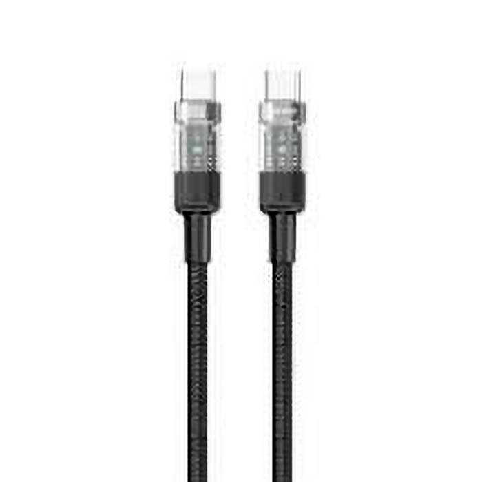 Cable Type-C to Type-C Porodo 100W Braided with Display 1.2M Black