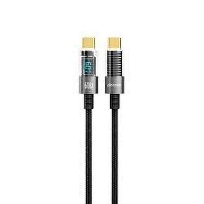 Cable Type-C to Type-C Porodo 60W Braided Display 1.2M Black