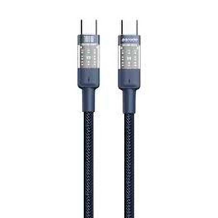 Porodo Braided Type-C to Type-C Cable 100W Transparent 1.2M Blue