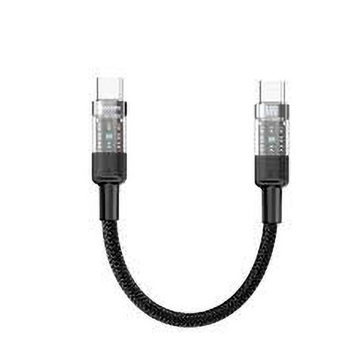 Cable Type-C to Type-C Porodo Braided 60W Transparent 35 cm Black