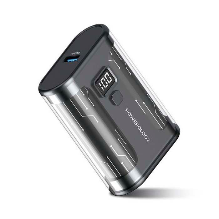 Powerology Crystalline Series Power Bank 10000mAh PD 35W Transparent Grey