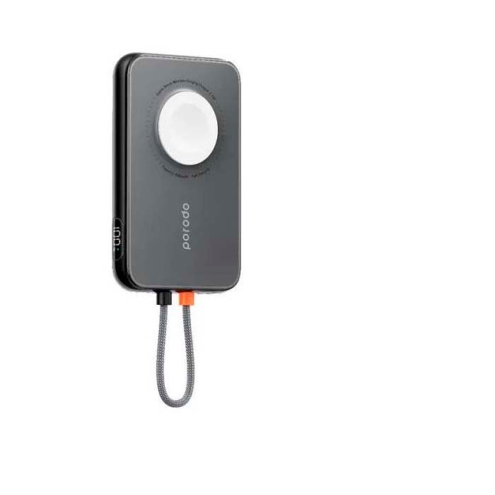 Power Bank Porodo 5000 mAh Slim PD 20 W & Watch Charger Black