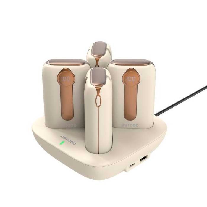Power Bank Station Porodo 10,000 mAh with Lightning & Type-C Gold