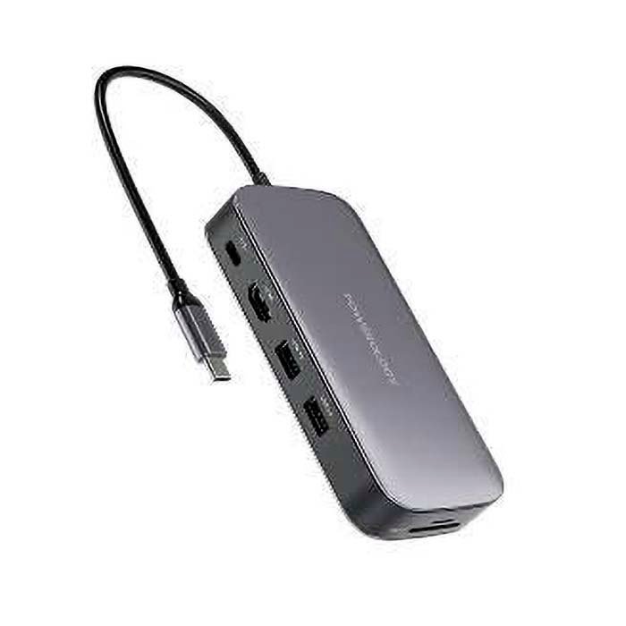 Powerology USB-C Hub & SSD Drive 512GB PD 100W Gray